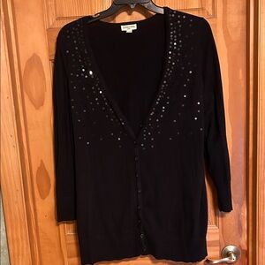 Women’s St John’s Bay Cardigan With Buttons and Embellishments Black Size 1X